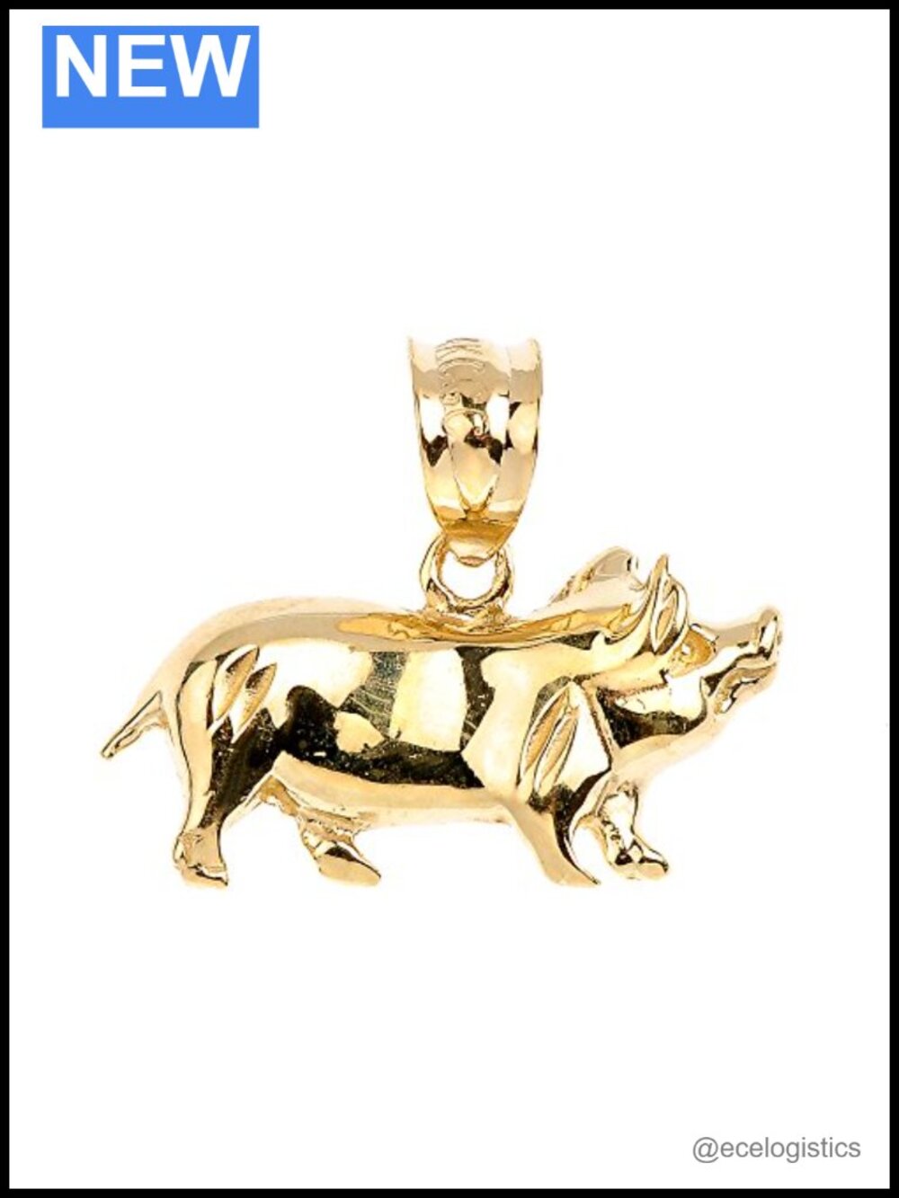 10k Yellow Gold Pig Charm Pendant Fine Jewelry Gift
